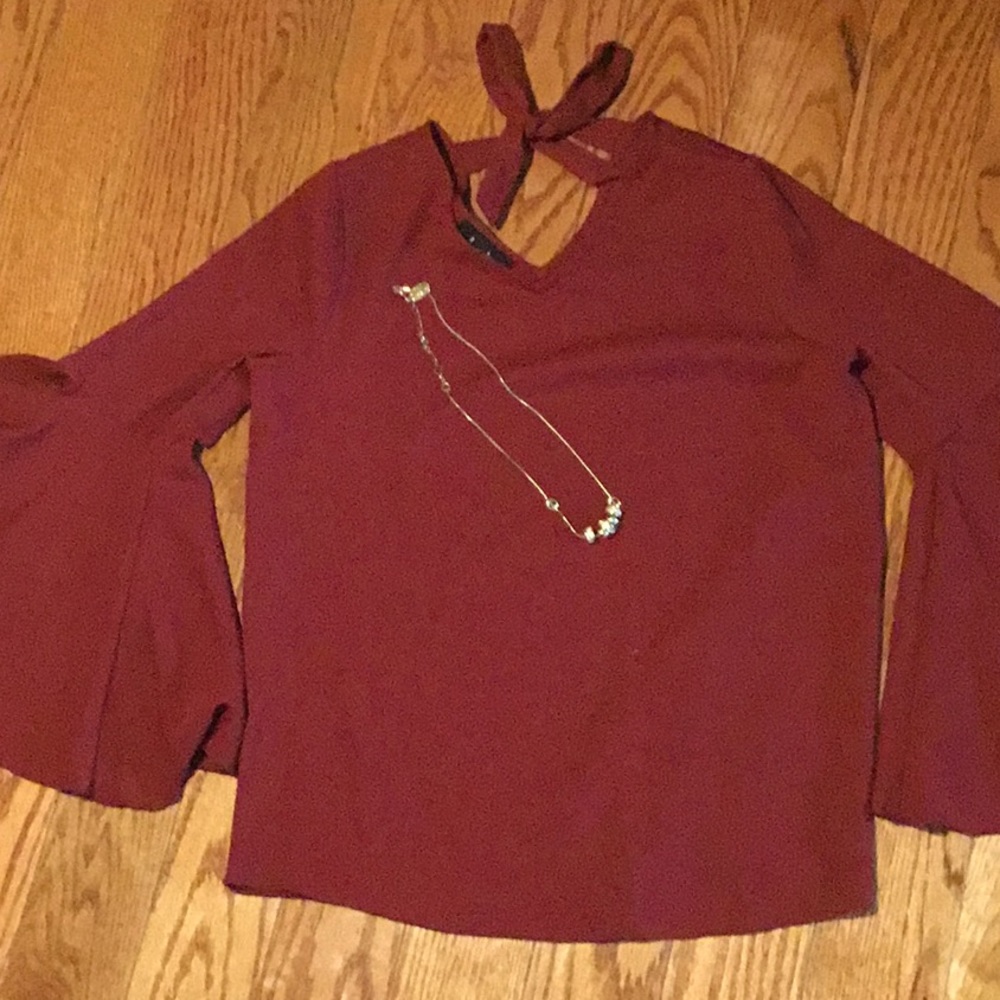 Red Top With Necklace